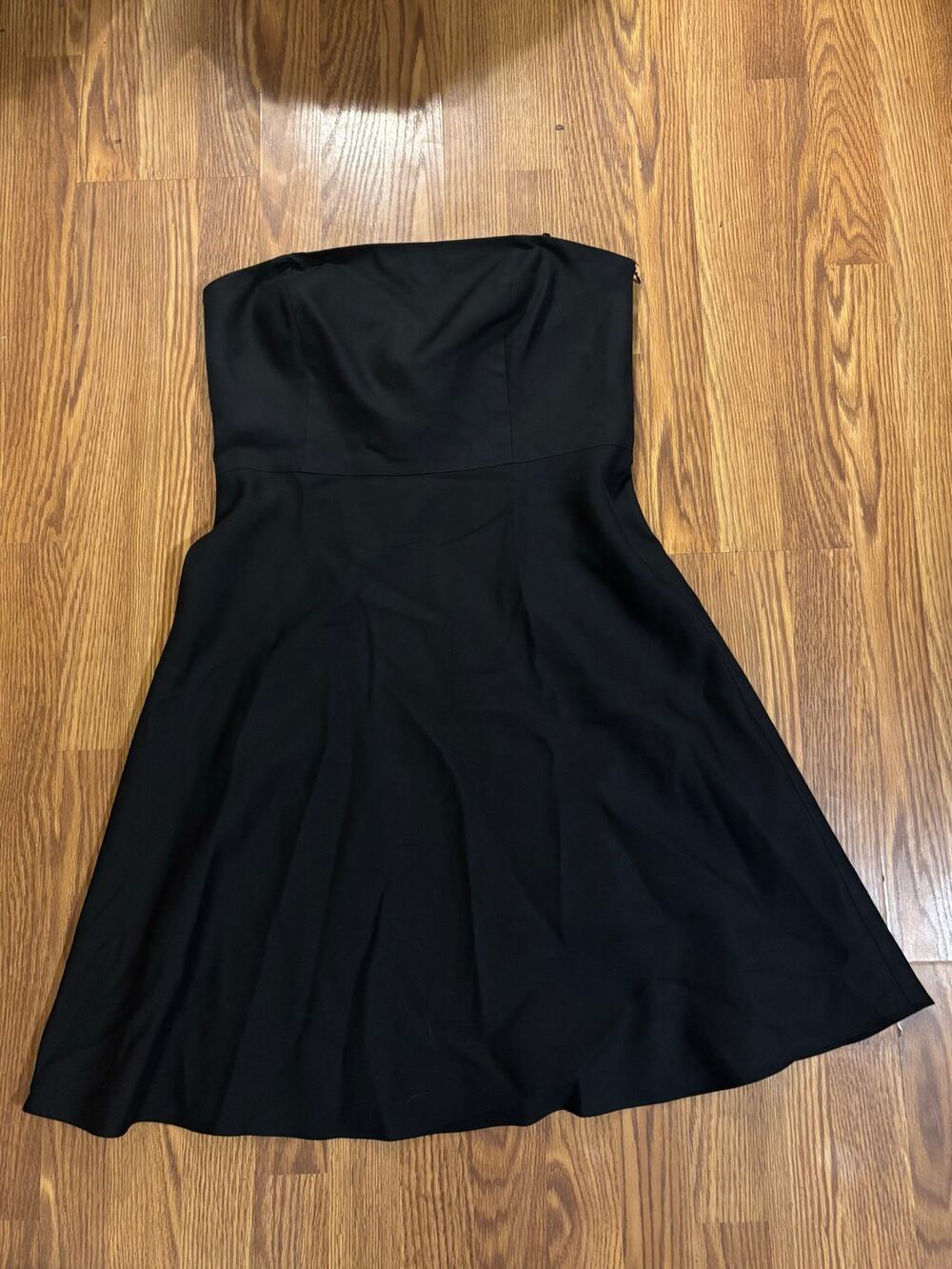 Ann Taylor Black Silk/Cotton Strapless Formal Cocktail Black Tie Gala Midi Dress
